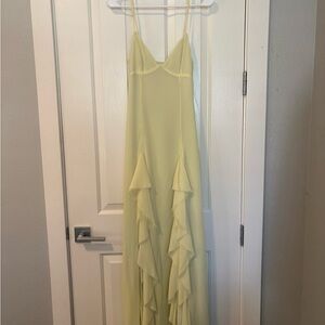 White Fox Boutique Light Yellow Ruffle Dress